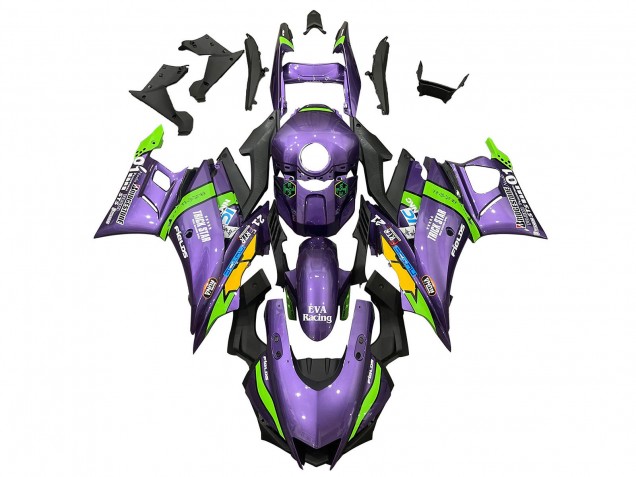 Preisgünstige Yamaha YZF R3/R25 Motorrad Verkleidung 2022-2024 - Lila Grun Gelb Trick Star EVA Rennen 21
