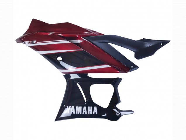 Preisgünstige Yamaha YZF R3/R25 Motorrad Verkleidung 2022-2024 - Rot Weiss Glanzendes Schwarz