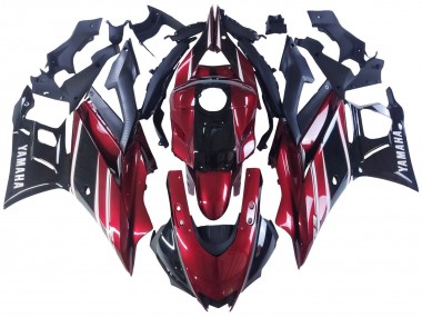 Preisgünstige Yamaha YZF R3/R25 Motorrad Verkleidung 2022-2024 - Rot Weiss Glanzendes Schwarz
