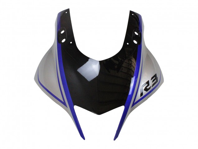 Preisgünstige Yamaha YZF R3/R25 Motorrad Verkleidung 2022-2024 - Silber Blau Glanzendes Schwarz