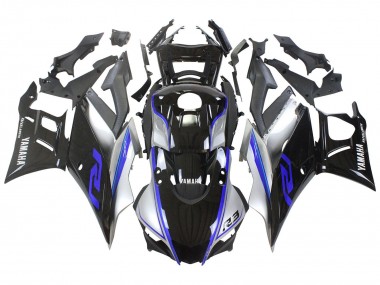 Preisgünstige Yamaha YZF R3/R25 Motorrad Verkleidung 2022-2024 - Silber Blau Glanzendes Schwarz
