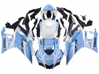 Preisgünstige Yamaha YZF R3/R25 Motorrad Verkleidung 2022-2024 - Weiss Hellblau