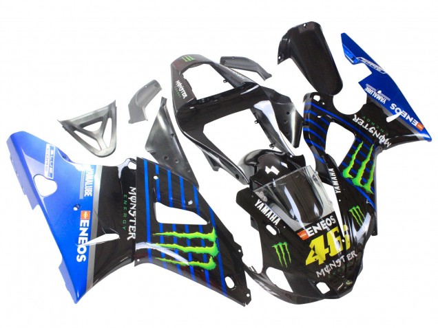 Preisgünstige Yamaha YZF 1000 R1 Motorrad Verkleidung 2000-2001 - Blau Schwarz Grun Monster Yamalube ENEOS 46