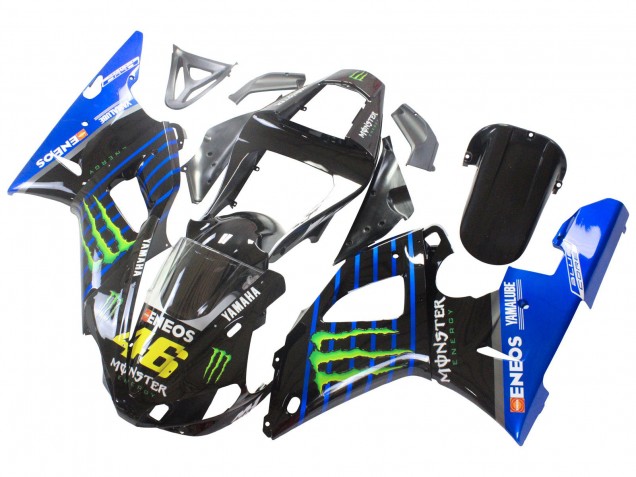 Preisgünstige Yamaha YZF 1000 R1 Motorrad Verkleidung 2000-2001 - Blau Schwarz Grun Monster Yamalube ENEOS 46