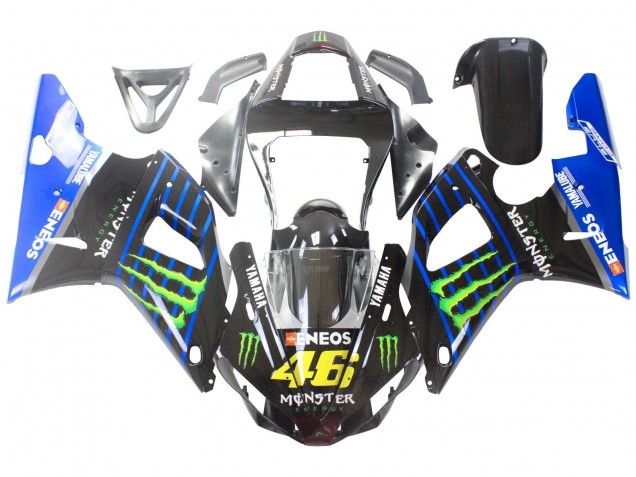 Preisgünstige Yamaha YZF 1000 R1 Motorrad Verkleidung 2000-2001 - Blau Schwarz Grun Monster Yamalube ENEOS 46