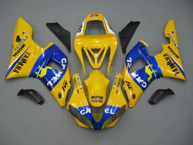 Preisgünstige Yamaha YZF 1000 R1 Motorrad Verkleidung 2000-2001 - Weiss Gelb Blau Motul Kamel