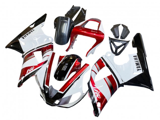 Preisgünstige Yamaha YZF 1000 R1 Motorrad Verkleidung 2000-2001 - Rot Weiss Glanzendes Schwarz
