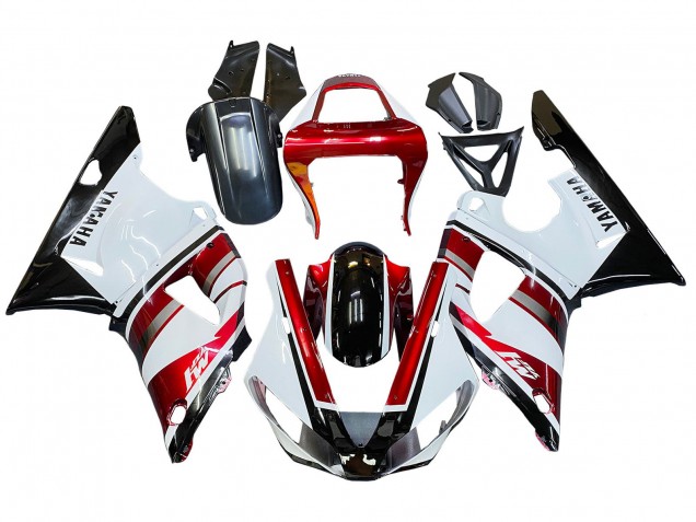 Preisgünstige Yamaha YZF 1000 R1 Motorrad Verkleidung 2000-2001 - Rot Weiss Glanzendes Schwarz