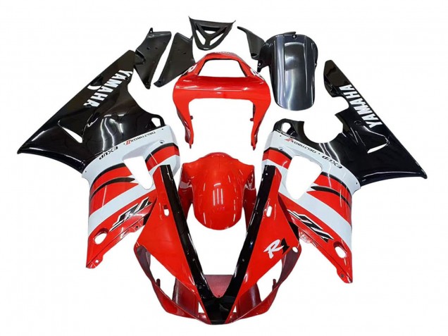 Preisgünstige Yamaha YZF 1000 R1 Motorrad Verkleidung 2000-2001 - Rot Weiss Glanzendes Schwarz