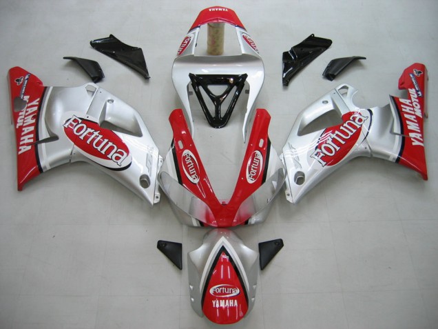 Preisgünstige Yamaha YZF 1000 R1 Motorrad Verkleidung 2000-2001 - Silber Rot Fortuna Motul