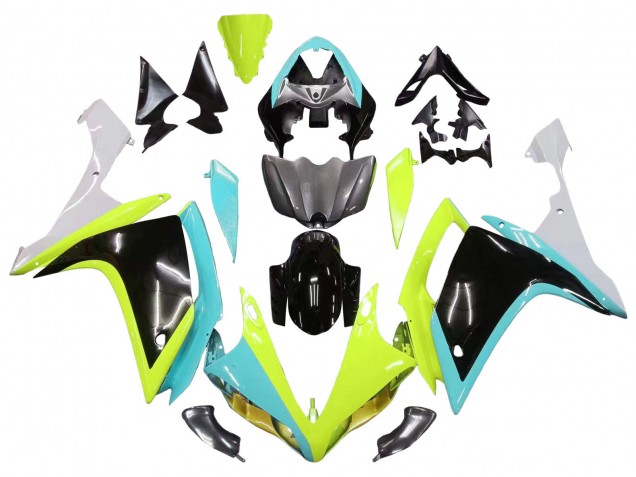 Preisgünstige Yamaha YZF 1000 R1 Motorrad Verkleidung 2007-2008 - Hellblau Limetten Grun Schwarz