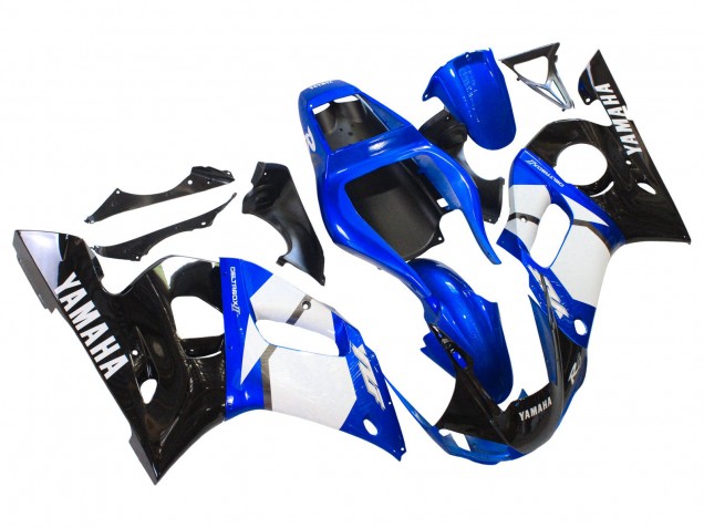 Preisgünstige Yamaha YZF 600 R6 Motorrad Verkleidung 1998-2002 - Weiss Blau Glanzendes Schwarz