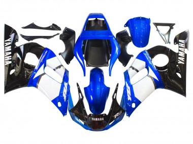 Preisgünstige Yamaha YZF 600 R6 Motorrad Verkleidung 1998-2002 - Weiss Blau Glanzendes Schwarz
