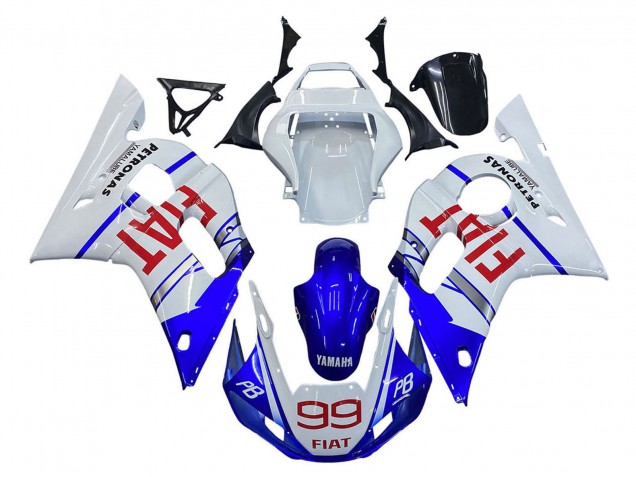 Preisgünstige Yamaha YZF 600 R6 Motorrad Verkleidung 1998-2002 - Weiss Blau Rot Fiat 99