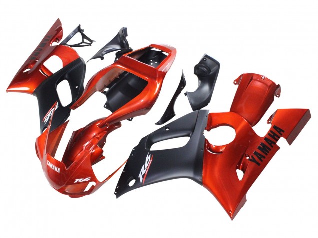 Preisgünstige Yamaha YZF 600 R6 Motorrad Verkleidung 1998-2002 - Orange Matt Schwarz
