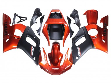 Preisgünstige Yamaha YZF 600 R6 Motorrad Verkleidung 1998-2002 - Orange Matt Schwarz