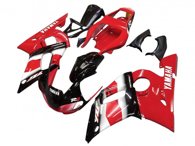 Preisgünstige Yamaha YZF 600 R6 Motorrad Verkleidung 1998-2002 - Rot Weiss Glanzendes Schwarz