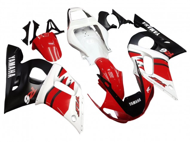 Preisgünstige Yamaha YZF 600 R6 Motorrad Verkleidung 1998-2002 - Weiss Rot Glanzendes Schwarz