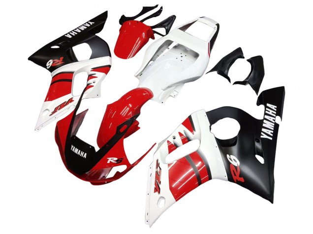 Preisgünstige Yamaha YZF 600 R6 Motorrad Verkleidung 1998-2002 - Weiss Rot Glanzendes Schwarz