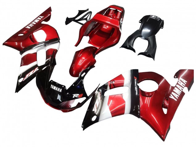 Preisgünstige Yamaha YZF 600 R6 Motorrad Verkleidung 1998-2002 - Rot Weiss Glanzendes Schwarz
