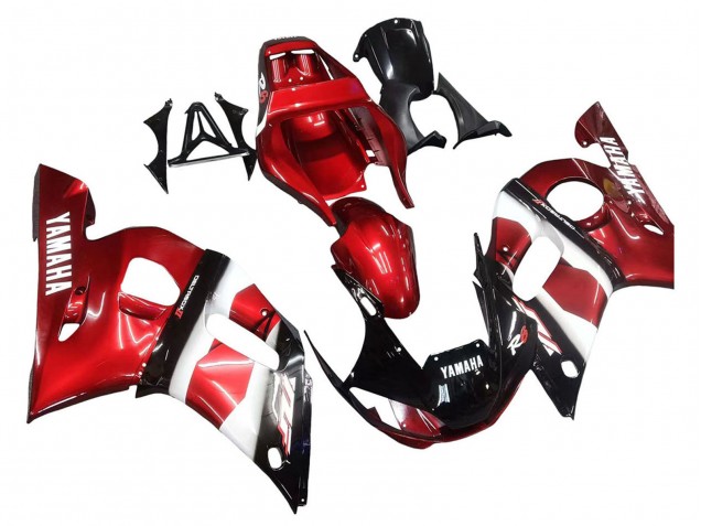 Preisgünstige Yamaha YZF 600 R6 Motorrad Verkleidung 1998-2002 - Rot Weiss Glanzendes Schwarz