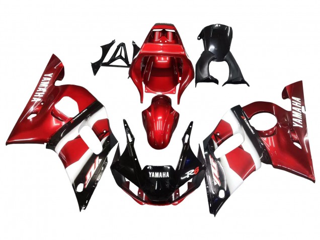 Preisgünstige Yamaha YZF 600 R6 Motorrad Verkleidung 1998-2002 - Rot Weiss Glanzendes Schwarz
