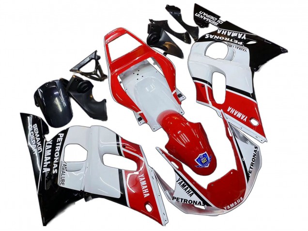 Preisgünstige Yamaha YZF 600 R6 Motorrad Verkleidung 1998-2002 - Weiss Rot Schwarz Petronas Yamalube 50th