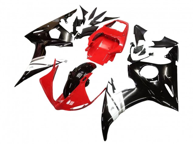 Preisgünstige Yamaha YZF R6 Motorrad Verkleidung 2003-2004 - Rot Weiss Glanzendes Schwarz