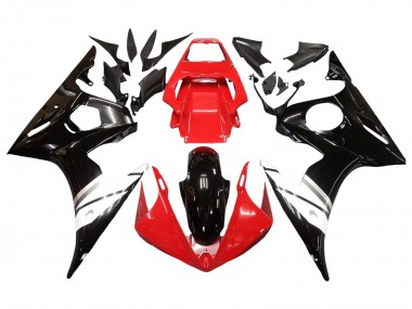 Preisgünstige Yamaha YZF R6 Motorrad Verkleidung 2003-2004 - Rot Weiss Glanzendes Schwarz