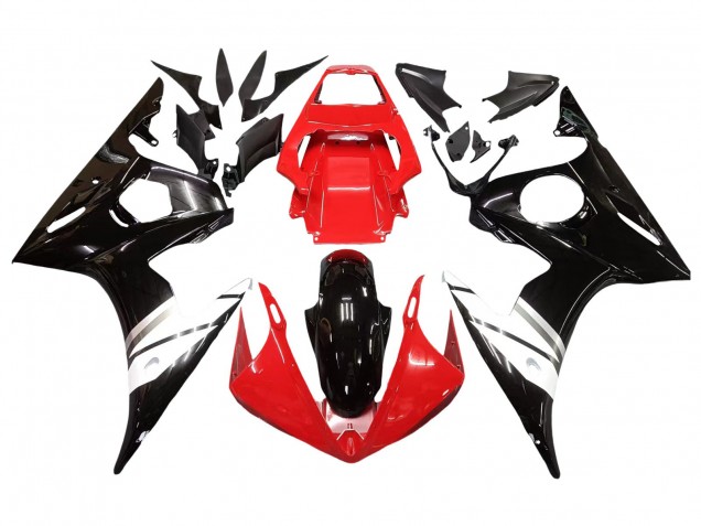 Preisgünstige Yamaha YZF R6 Motorrad Verkleidung 2003-2004 - Rot Weiss Glanzendes Schwarz