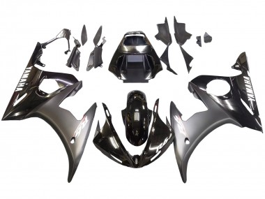 Preisgünstige Yamaha YZF R6 Motorrad Verkleidung 2003-2004 - Glanzendes Schwarz Matt Schwarz Weiss Aufkleber
