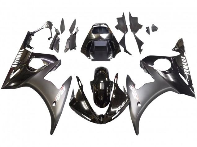 Preisgünstige Yamaha YZF R6 Motorrad Verkleidung 2003-2004 - Glanzendes Schwarz Matt Schwarz Weiss Aufkleber