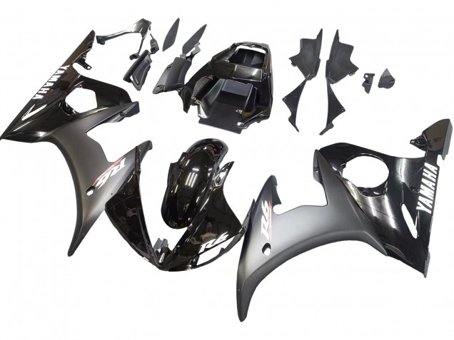 Preisgünstige Yamaha YZF R6S Motorrad Verkleidung 2006-2009 - Glanzendes Schwarz Matt Schwarz Weiss Aufkleber
