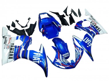 Preisgünstige Yamaha YZF R6 Motorrad Verkleidung 2003-2004 - Weiss Blau Fiat Motul Kastinee