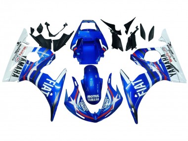 Preisgünstige Yamaha YZF R6S Motorrad Verkleidung 2006-2009 - Weiss Blau Fiat Motul Kastinee