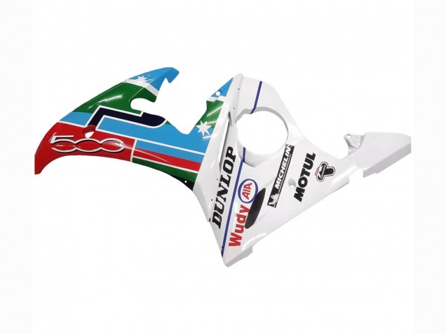 Preisgünstige Yamaha YZF R6 Motorrad Verkleidung 2003-2004 - Weiss Blau Grun Rot Kastinee Dunlop Motul
