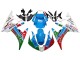 Preisgünstige Yamaha YZF R6 Motorrad Verkleidung 2003-2004 - Weiss Blau Grun Rot Kastinee Dunlop Motul