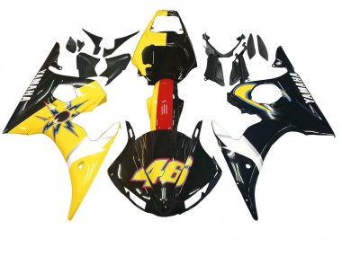 Preisgünstige Yamaha YZF R6 Motorrad Verkleidung 2003-2004 - Gelb Rot Glanzendes Schwarz 46