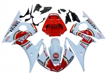 Preisgünstige Yamaha YZF R6 Motorrad Verkleidung 2003-2004 - Weiss Rot Lucky Strike Motul