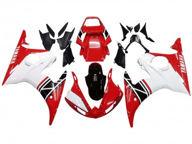 Preisgünstige Yamaha YZF R6 Motorrad Verkleidung 2003-2004 - Weiss Rot Glanzendes Schwarz