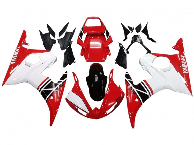 Preisgünstige Yamaha YZF R6S Motorrad Verkleidung 2006-2009 - Weiss Rot Glanzendes Schwarz