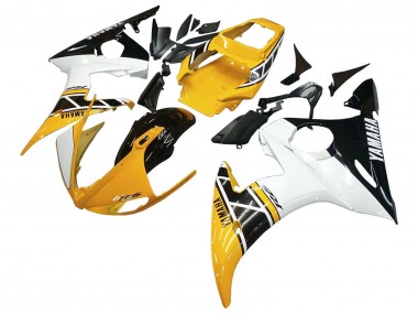 Preisgünstige Yamaha YZF R6S Motorrad Verkleidung 2006-2009 - Gelb Weiss Glanzendes Schwarz