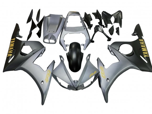 Preisgünstige Yamaha YZF R6 Motorrad Verkleidung 2003-2004 - Matt Grau Matt Schwarz Gold Aufkleber
