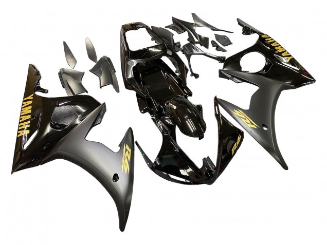 Preisgünstige Yamaha YZF R6 Motorrad Verkleidung 2003-2004 - Glanzendes Schwarz Matt Schwarz Gold Aufkleber