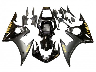 Preisgünstige Yamaha YZF R6 Motorrad Verkleidung 2003-2004 - Glanzendes Schwarz Matt Schwarz Gold Aufkleber