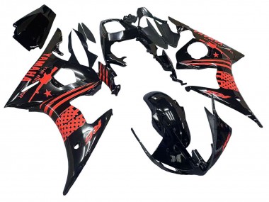 Preisgünstige Yamaha YZF R6 Motorrad Verkleidung 2003-2004 - Glanzendes Schwarz Rot