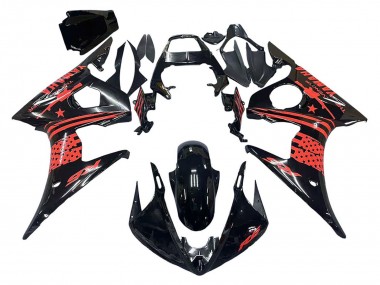 Preisgünstige Yamaha YZF R6 Motorrad Verkleidung 2003-2004 - Glanzendes Schwarz Rot