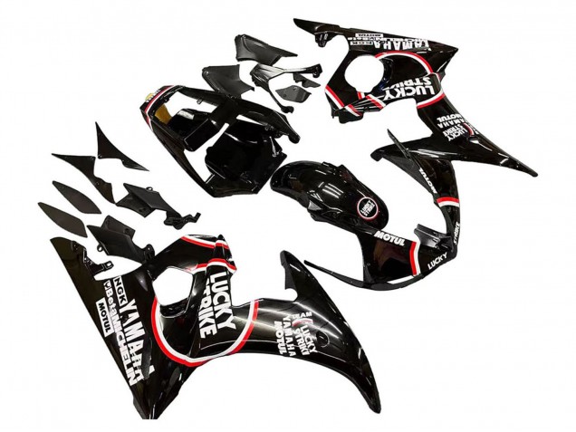 Preisgünstige Yamaha YZF R6 Motorrad Verkleidung 2003-2004 - Glanzendes Schwarz Rot Weiss Lucky Strike Motul