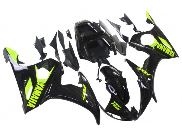 Preisgünstige Yamaha YZF R6 Motorrad Verkleidung 2003-2004 - Glanzendes Schwarz Neon Gelb