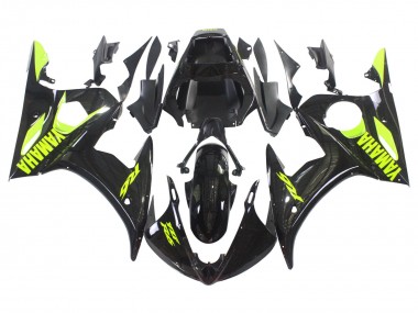 Preisgünstige Yamaha YZF R6 Motorrad Verkleidung 2003-2004 - Glanzendes Schwarz Neon Gelb